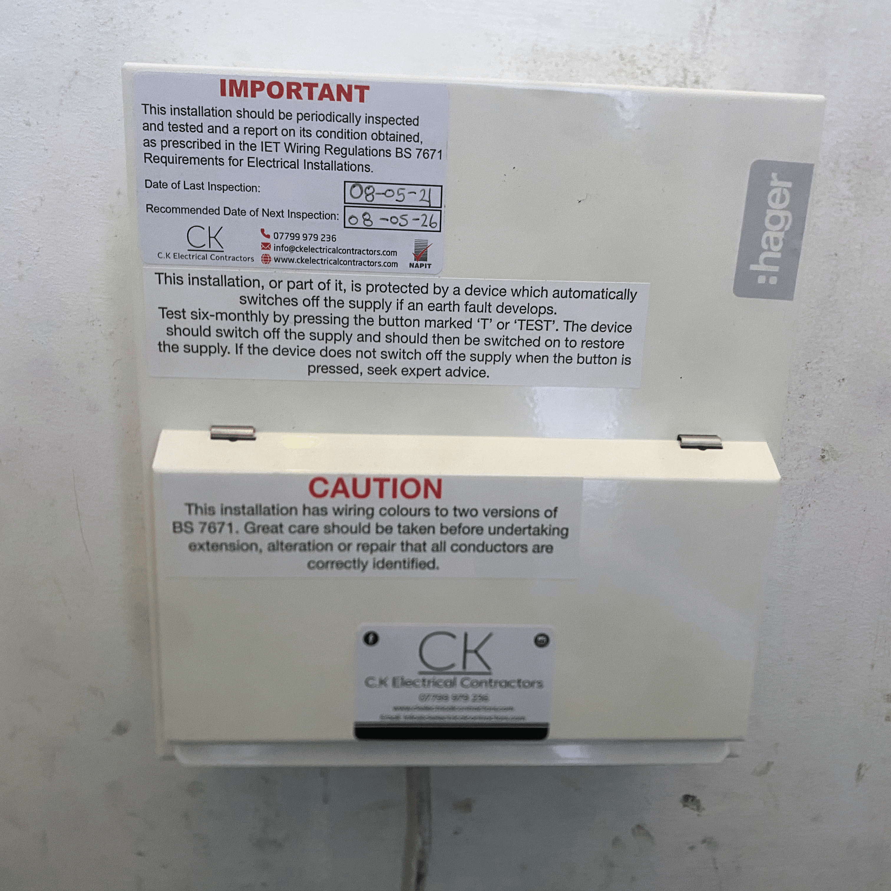 Electrical installation condition reports certificate