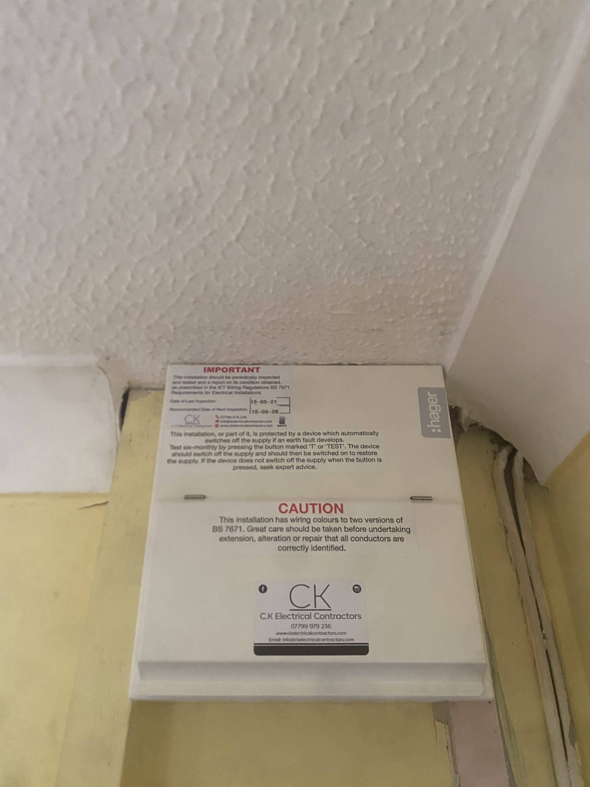Consumer unit and eic for new home owner
