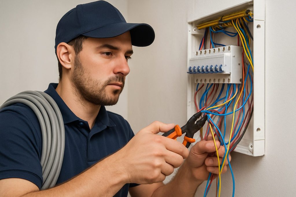Electrician Cutting Wires